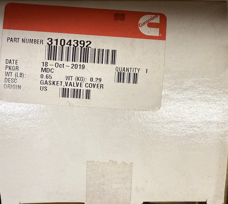 Cummins Gasket Valve Cover 3104392