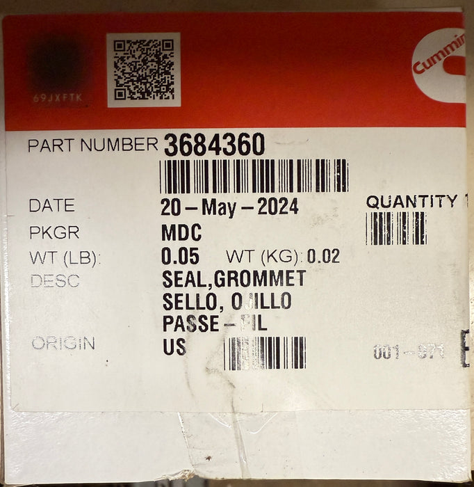 Cummins Seal Grommet 3684360
