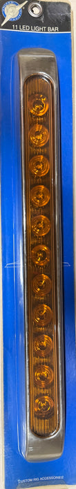 11 LED 17" Turn Signal Light Bar w / Bezel - Amber LED/Amber Lens