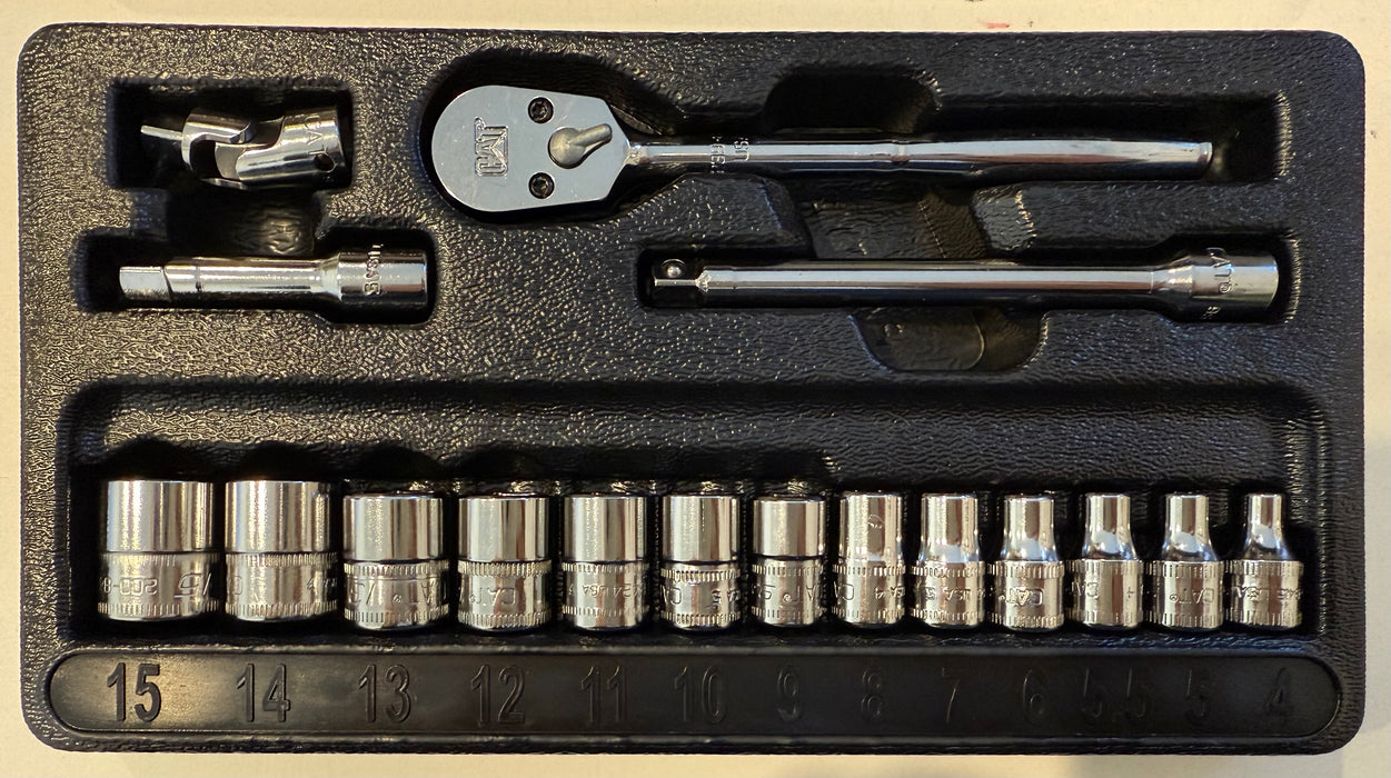 CAT 17 Piece Metric Ratchet Set 1/4" Drive 233-1642