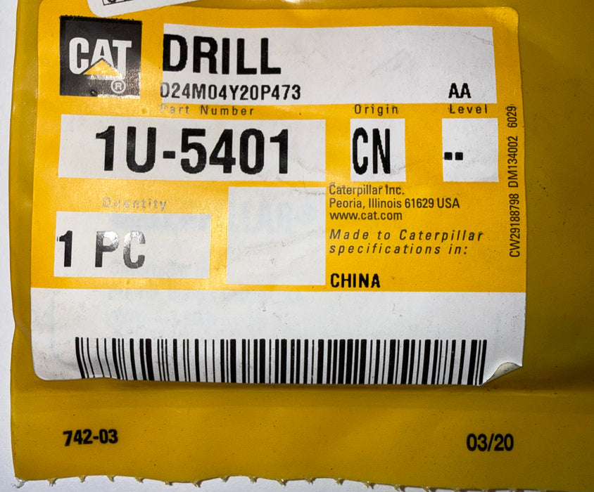 CAT Drill Bit Heavy-Duty Cobalt 135° Split Point 19/64" 1U-5401