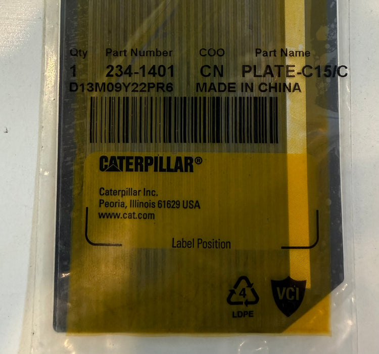CAT Identification Plate 234-1401