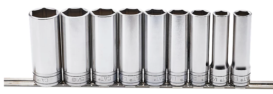 CAT 9 Piece Imperial Deep Well Socket Set ½" Drive 6 Point 2P-5490