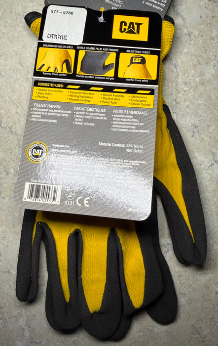 CAT Nitrile Coated Palm Gloves Medium 377-5759