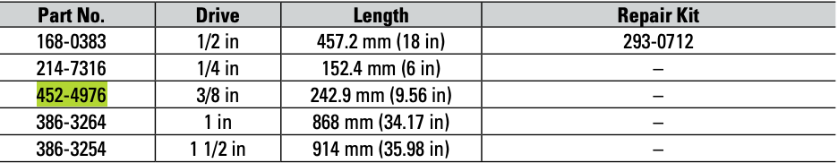 CAT ⅜ inch Drive Breaker Bar 452-4976