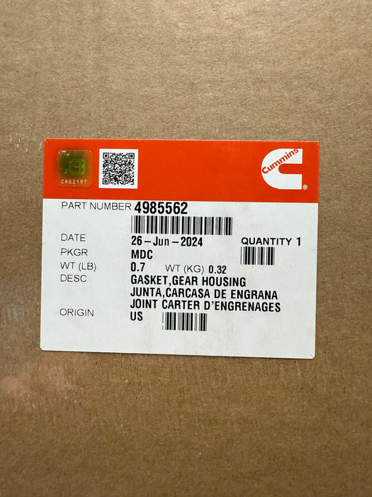 Cummins Gasket Gear Housing 4985562