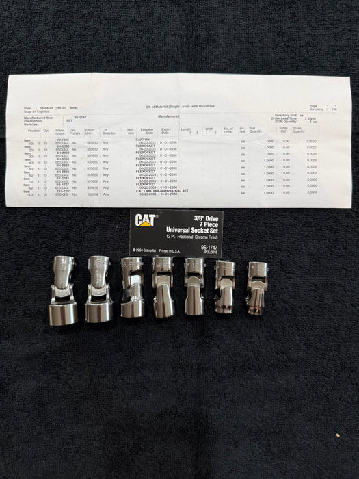 CAT 7 Piece Imperial Universal Socket Set ⅜" Drive 12 Point 9S-1747