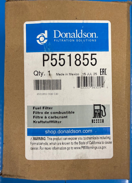 Donaldson Fuel Filter Water Separator SpinOn P551855